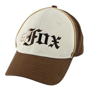 Vintage Fox Racing Deluxe Snapback Hat Brown Cream Y2K Old English Cap